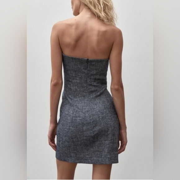 St. Agni Anna Mini Dress Navy Marle Organic Cotton Linen Blend Nwt Sz. S. - Picture 5 of 14